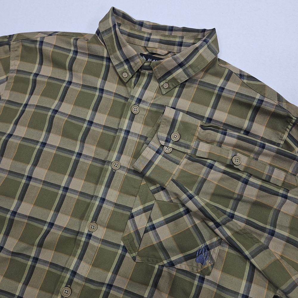 Alaskan Hardgear Duluth Trading Co Mens 2XL Olive Plaid Wool Blend Shirt 89319